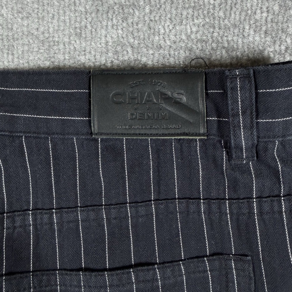 VTG Chaps True American Pants Women's 14 Navy Blue Pinstriped Straight Classic - Picture 5 of 9